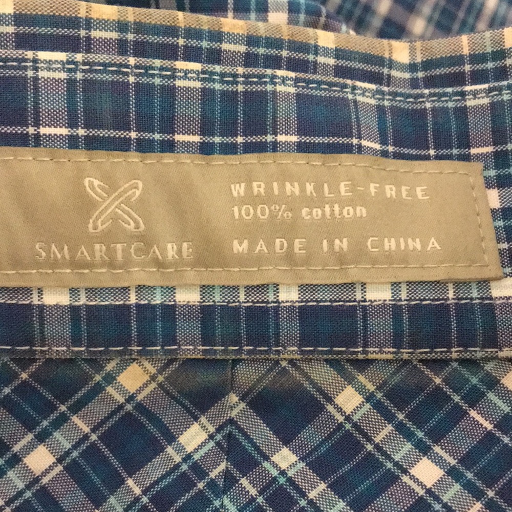 PLAID NORDSTROM Shirt WRINKLE FREE BUTTON DOWN WHITE & BLUE Size L - Picture 9 of 9